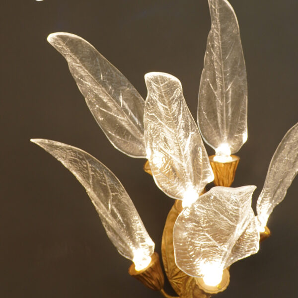 New Chinese style hotel tea room, all copper tree branch large wall lamp, light luxury French villa staircase, platinum crystal leaf - Image 2
