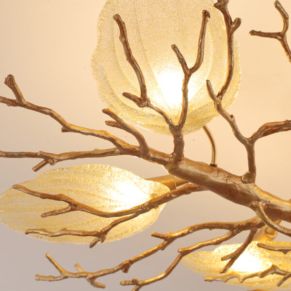 American style minimalist all copper branch lamp, light luxury villa living room ceiling lamp, hotel model room dining room bedroom copper lamp - Image 4