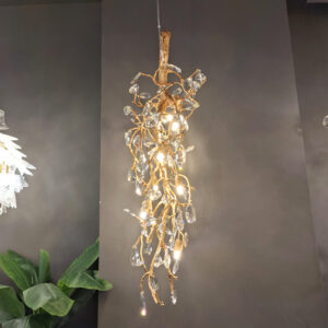 New Chinese style hotel restaurant island platform crystal light luxury villa bar counter all copper branch chandelier
