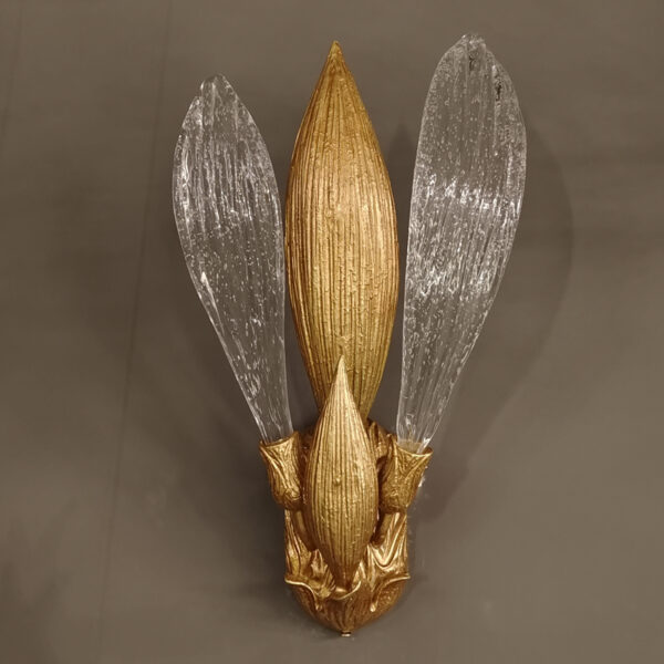 Zen inspired New Chinese style Tea Room Background Wall Light Luxury Bedroom French Villa Living Room Full Copper Lotus Leaf Wall Light - Image 2