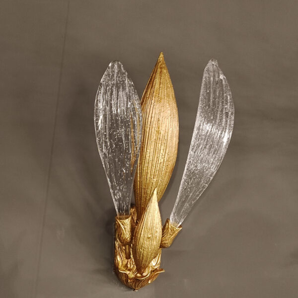 Zen inspired New Chinese style Tea Room Background Wall Light Luxury Bedroom French Villa Living Room Full Copper Lotus Leaf Wall Light - Image 4