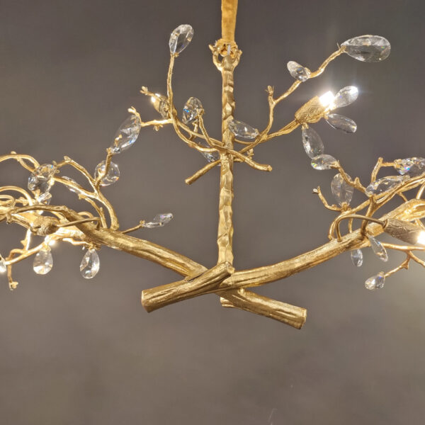 Postmodern living room crystal long chandelier European brass branch art lighting - Image 4