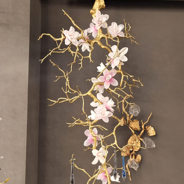 Chinese style tea house hotel brass branch chandelier artistic crystal living room lighting - Image 3