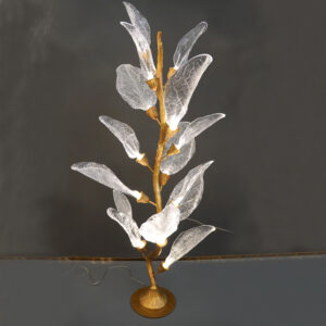 Postmodern design villa living room full copper floor lamp, light luxury French master bedroom platinum crystal leaf lamp