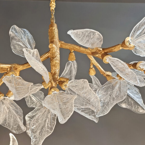 Modern New Chinese style Villa Living Room Full Copper Branch Pendant Light Luxury French Hotel Restaurant Platinum Crystal Large Leaf Lamp - Image 2