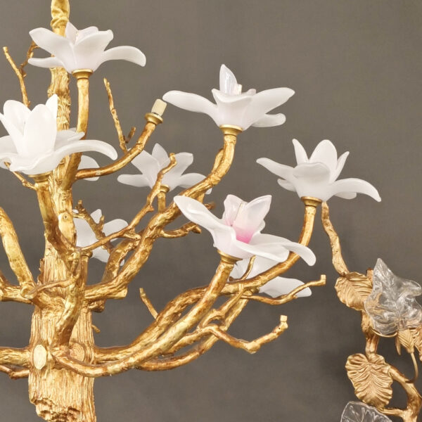 Chinese style hotel restaurant brass branch chandelier crystal leaf villa living room lighting - Image 2
