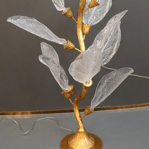 Postmodern design villa living room full copper floor lamp, light luxury French master bedroom platinum crystal leaf lamp - Image 4