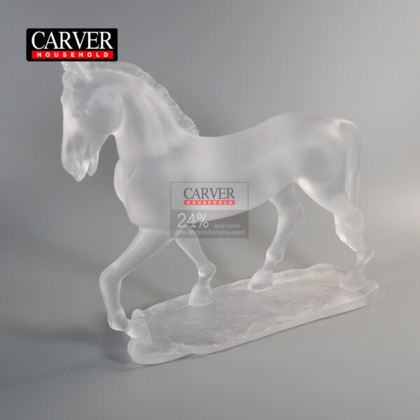 High end villa living room background wall wine cabinet decoration artwork crystal horse sculpture ornament
