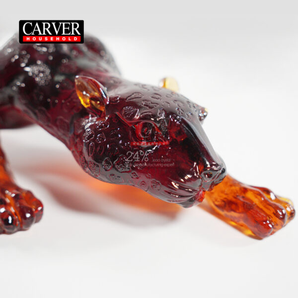 French designer high-end glass amber leopard ornament, office desktop decoration, housewarming gift