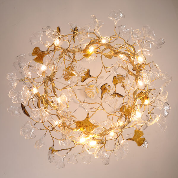 French brass leaf pendant light - Image 2