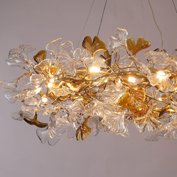 French brass leaf pendant light - Image 3
