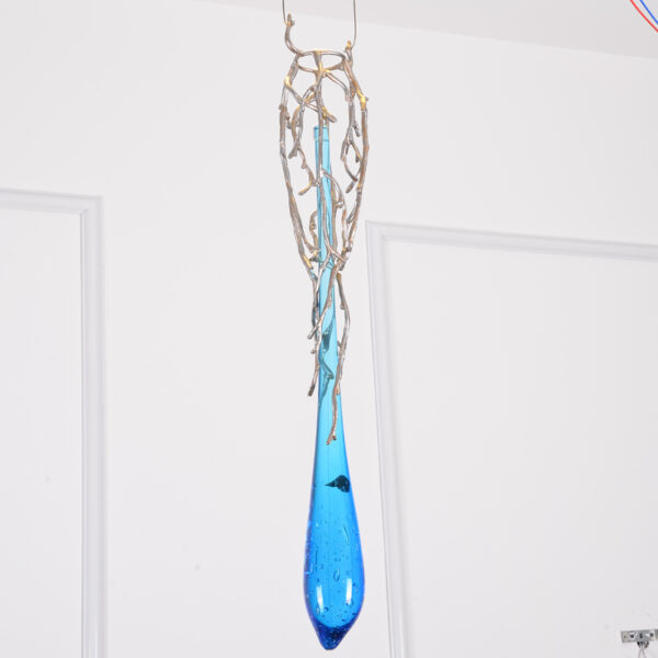Blue crystal brass pendant light - Image 4