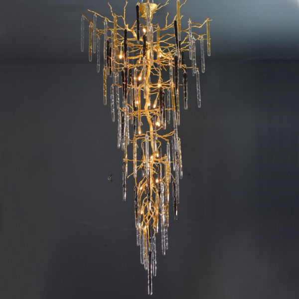 Chinese style villa living room brass chandelier postmodern hotel dining room crystal lighting