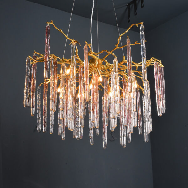 Copper tree pendant light