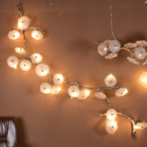 Copper tree wall lamp