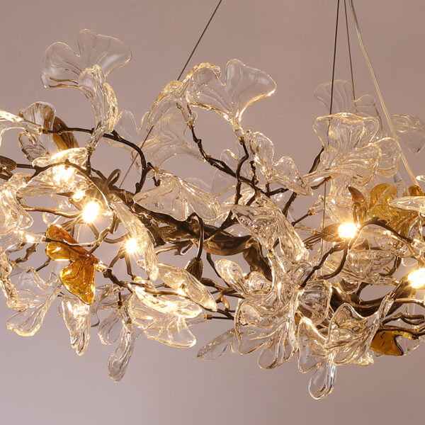 Chinese style brass leaf pendant light - Image 3