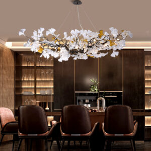 Chinese style brass leaf pendant light