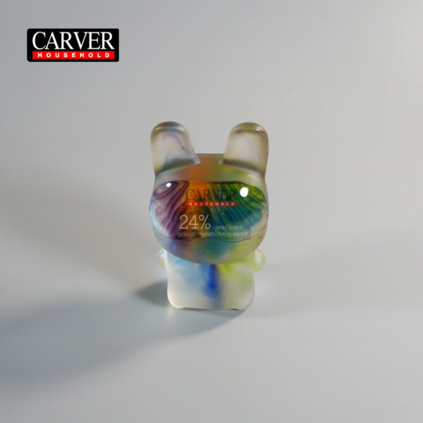 Rabbit sculpture (gray, white, amber, colorful)