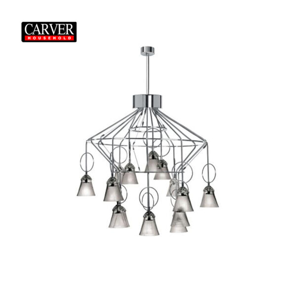 Factory hot sale flannel red grey transparent crystal glass apollo 15 light chandelier living room hotel decoration chandelier