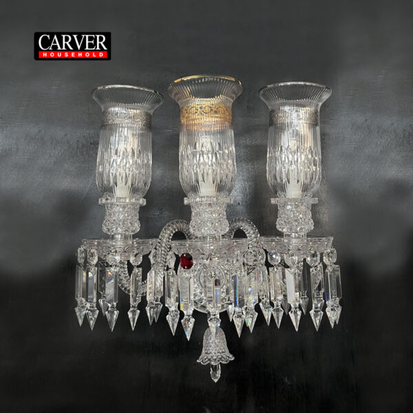Factory hot sale leaded crystal glass living room bedroom hotel gold decorative wall lamp three head wall lamp