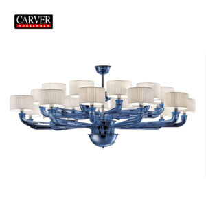 Fully handmade blue TOSO24 head crystal glass living room hotel decoration chandelier