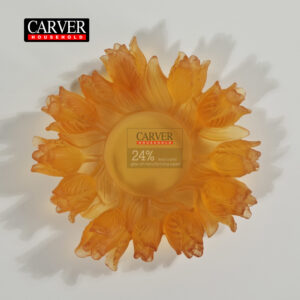 Crystal glass coasters with plum blossom, tulip and daffodil elements