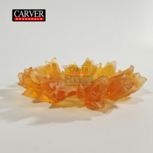 Crystal glass coasters with plum blossom, tulip and daffodil elements