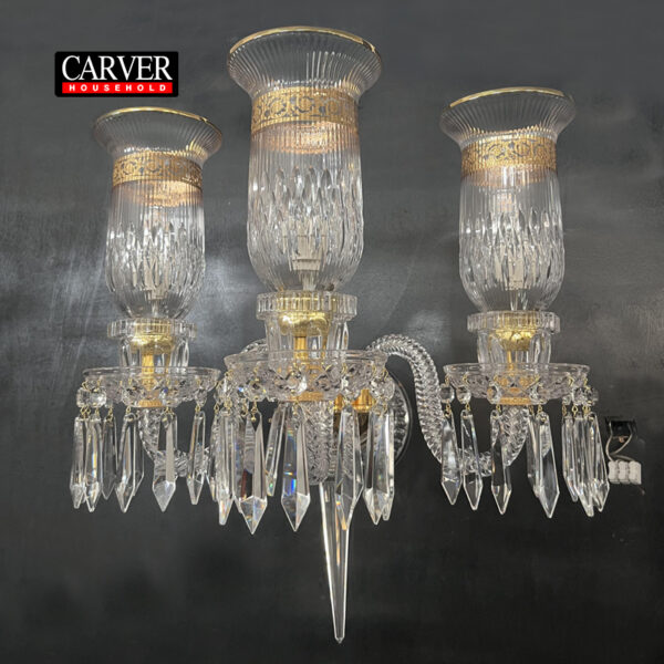 Factory hot sale leaded crystal glass living room bedroom hotel gold decorative wall lamp three head wall lamp - Image 3