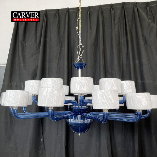 Fully handmade blue TOSO24 head crystal glass living room hotel decoration chandelier - Image 3