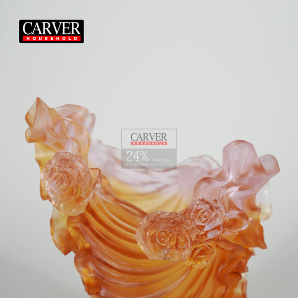 Amber pink Rose Royale Medium Vase made from lost wax crystal liuli