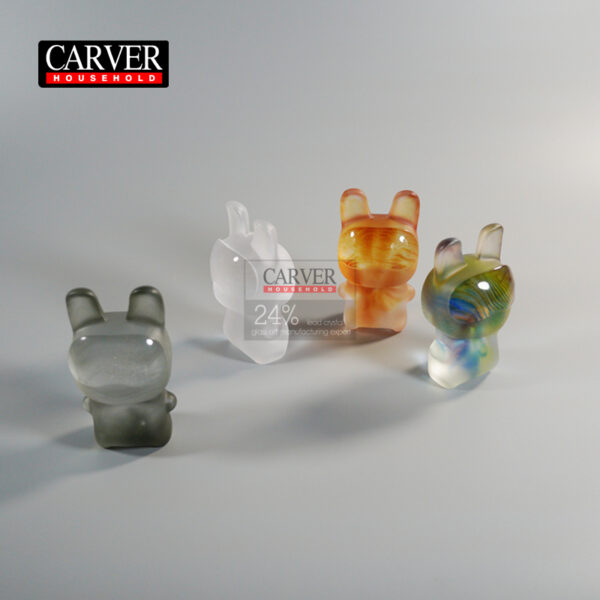 Rabbit sculpture (gray, white, amber, colorful)