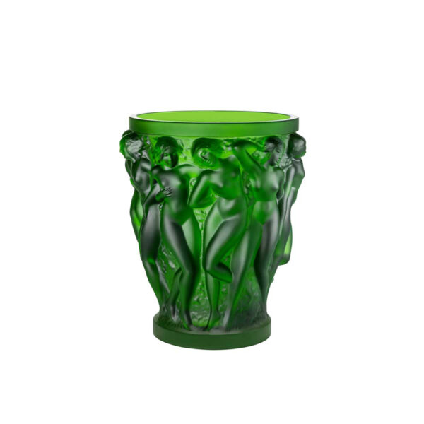 Fully handmade lost wax liuli crystal green material Bacchus large vase