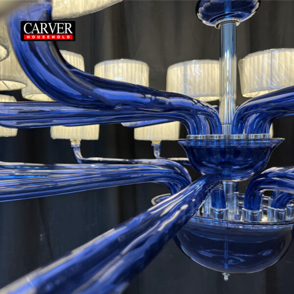 Fully handmade blue TOSO24 head crystal glass living room hotel decoration chandelier - Image 4
