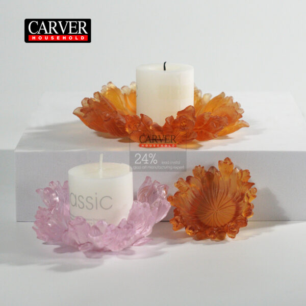 Crystal glass coasters with plum blossom, tulip and daffodil elements