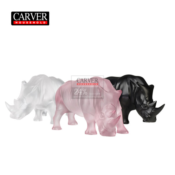 Black rhino sculpture made of lost wax crystal glass - Image 5