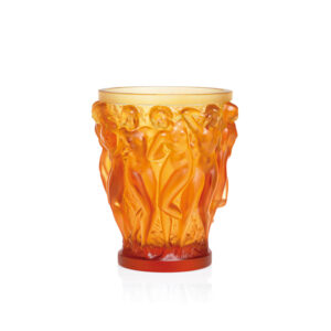 Fully handmade lost wax liuli crystal amber Bacchus vase