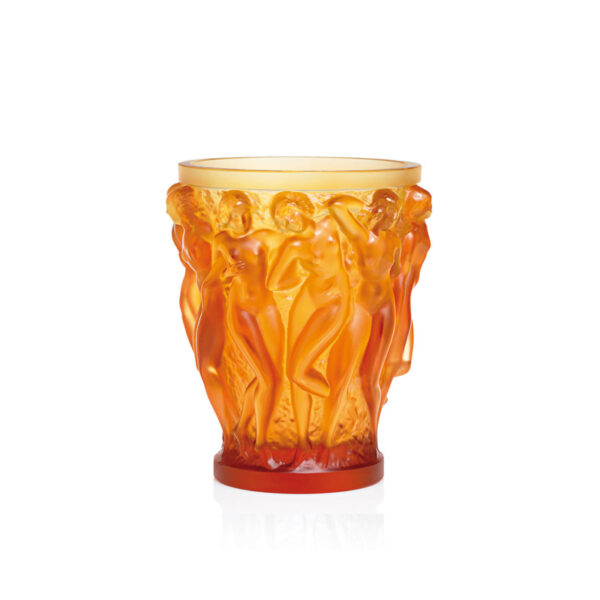 Fully handmade lost wax liuli crystal amber Bacchus vase