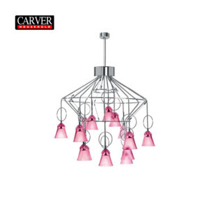 Factory hot sale flannel red crystal glass apollo 15 light chandelier living room hotel decoration chandelier
