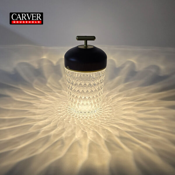Factory Hot Sale Leaded Crystal Glass Decorative Table Lamp for Living Room Bedroom Hotel Rechargeable Touch Crystal Table Lamp FOLIA BLACK WOOD PORTABLE LAMP