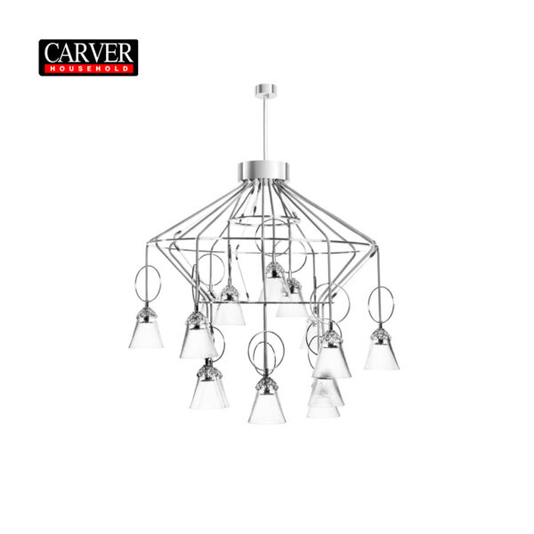 Factory hot sale flannel red grey transparent crystal glass apollo 15 light chandelier living room hotel decoration chandelier - Image 4