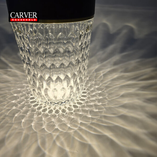 Factory Hot Sale Leaded Crystal Glass Decorative Table Lamp for Living Room Bedroom Hotel Rechargeable Touch Crystal Table Lamp FOLIA BLACK WOOD PORTABLE LAMP
