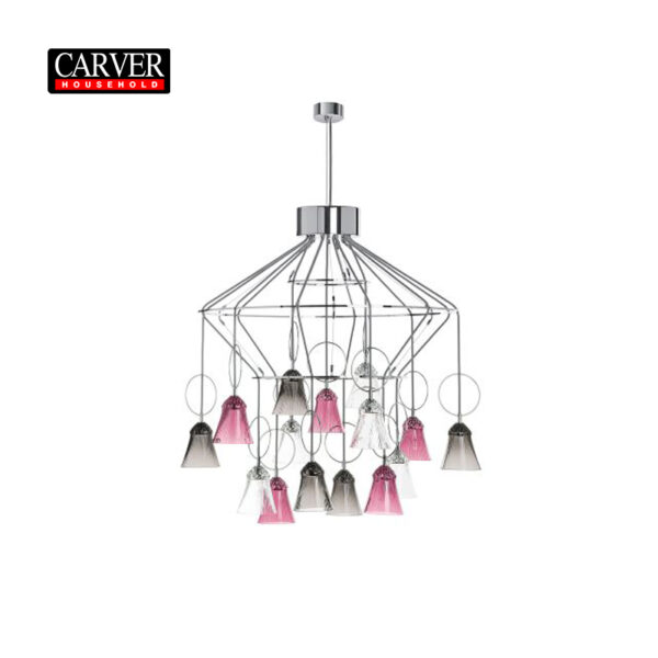 Factory hot sale flannel red grey transparent crystal glass apollo 15 light chandelier living room hotel decoration chandelier - Image 3