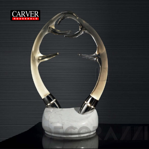 Fully handmade lost wax crystal antler marble decorative table lamp