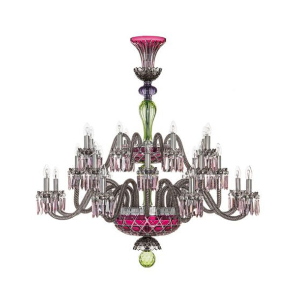 24 Light Chandeliers in Black Satin Flannel Grey