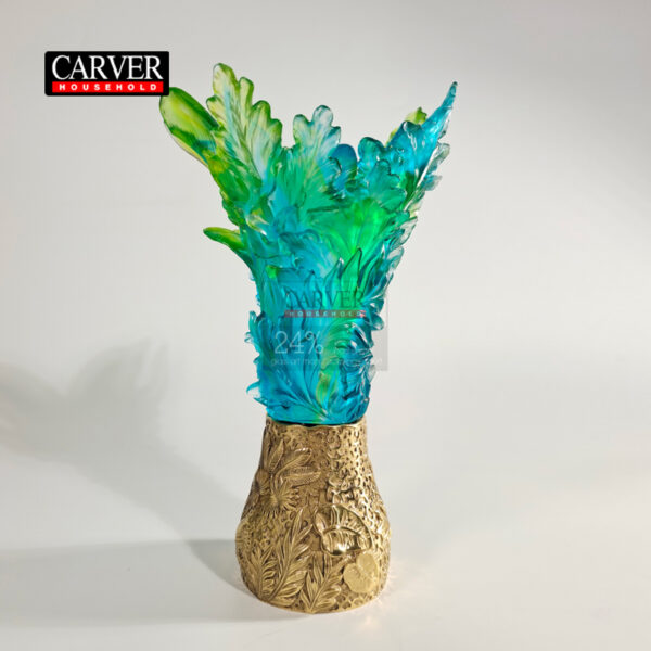 Fully Handmade Brass and Crystal Borneo Vase Living Room Bedroom Hotel Decorative Vase