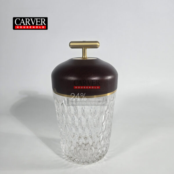 Dark Wood Hand Lamp Rechargeable Touch Crystal Glass Night Light