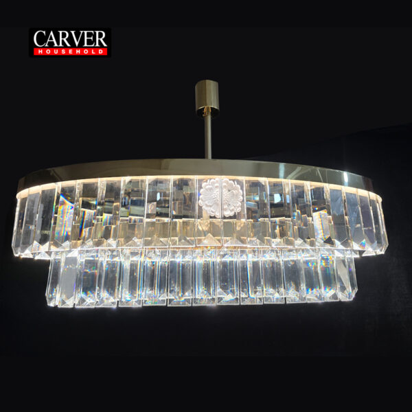Double layer oval crystal chandelier