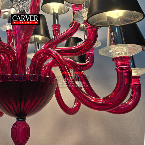 Fully Handmade Red 18L Murano Chandelier Crystal Glass Chandelier Decorative Chandelier