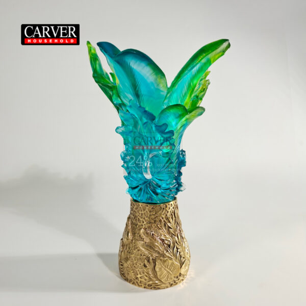 Fully Handmade Brass and Crystal Borneo Vase Living Room Bedroom Hotel Decorative Vase
