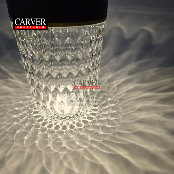 Dark Wood Hand Lamp Rechargeable Touch Crystal Glass Night Light